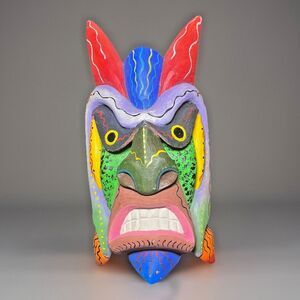 Vintage Boruca Devil Mask Costa Rica Hand Carved Painted Folk Art Wall Mark